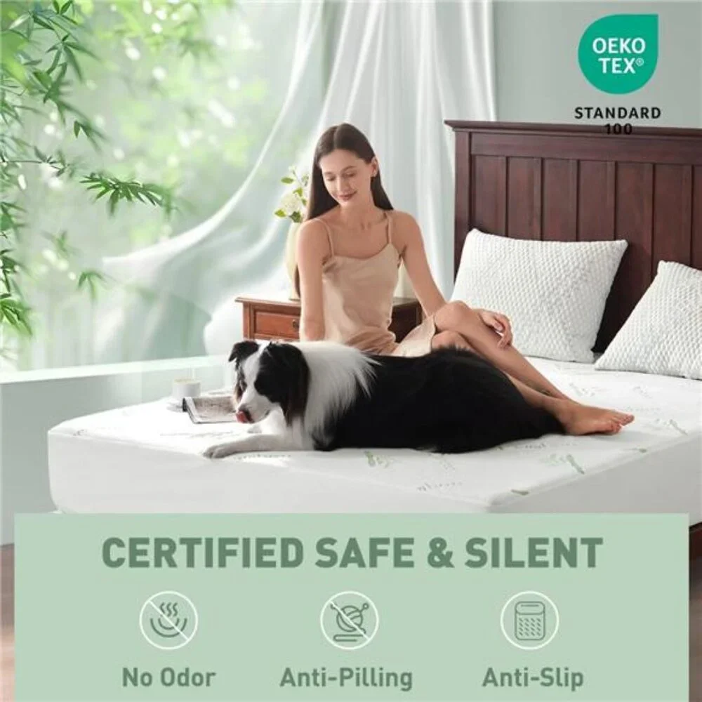 Cooling Queen Mattress Protector-100% Waterproof & Noiseless Rayon Fiber